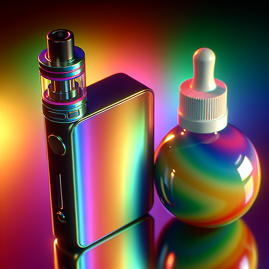 Вейп пристрій з яскравою рідиною на фоні, символізує популярність солевих рідин у вейпінгу.