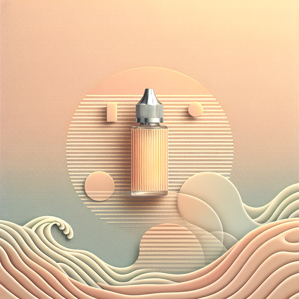 Солева рідина у стильному флаконі на фоні з плавними хвилями, символізує комфортний вейпінг