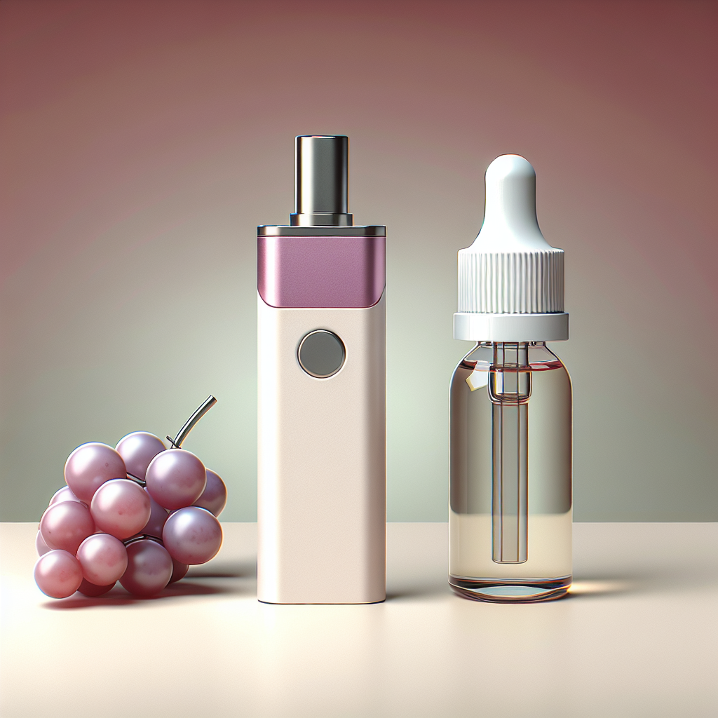 жидкість для вейпів з виноградом в под-системі на м'якому фоні