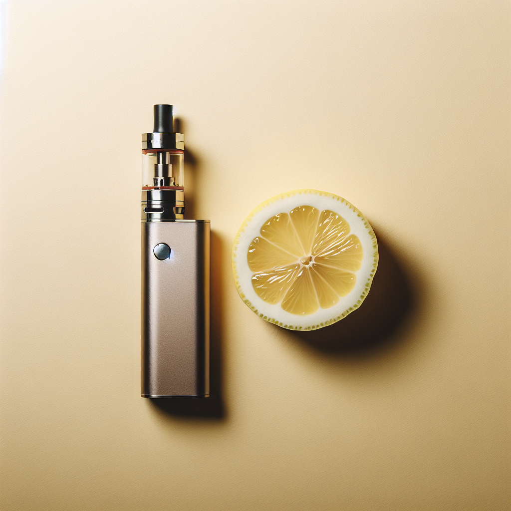 вінігрет для вейпів з лимонним смаком та пристроєм для вейпінгу, мінімалізм
