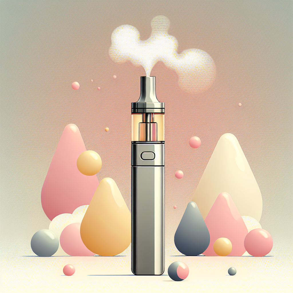 ілюстрація вейп-пристрою з кольоровими краплями рідини, символ самозамесу
