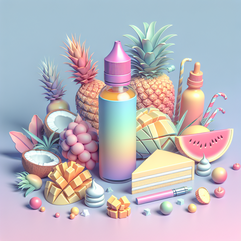 жидкость для под систем з яскравими смаками тропічних фруктів та десертів